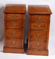 Lot 3650 - A pair of oak and crossbanded bedside chests,...