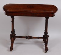 Lot 3661 - A Victorian walnut card table, the rectangular...