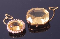 Lot 3314 - A yellow metal, citrine and seed pearl set...
