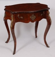 Lot 3669 - A Louis XV style walnut single drawer side...