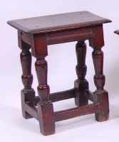 Lot 3697 - *A circa 1700 oak joint stool, the top having...
