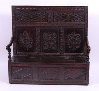 Lot 3704 - *A circa 1700 joined oak boxseat settle,...