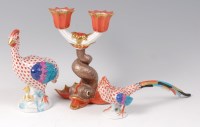 Lot 1094 - A Herend of Hungary porcelain candelabra, in...