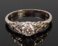 Lot 1324 - An 18ct white gold diamond solitaire ring, the...