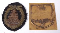 Lot 539 - A German High Seas Fleet cloth badge, together...