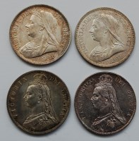 Lot 52 - Great Britain, 4 Victorian half crowns; 1887...