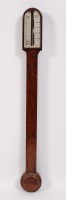 Lot 1549 - A 19th century rosewood stick barometer, the...