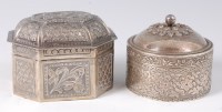 Lot 1419 - An Indian white metal casket, of octagonal...