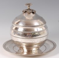 Lot 1420 - An Eastern white metal tureen on stand, the...