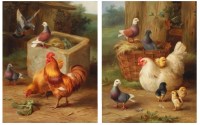 Lot 1492 - Edgar Hunt (1876-1953) - Pair; Farmyard scenes...