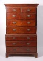 Lot 1565 - A George III oak chest-on-chest, the upper...