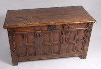 Lot 1583 - An early 18th century joined oak coffer,...