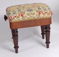 Lot 1590 - A Victorian rosewood and walnut piano stool,...