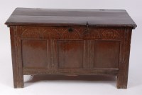 Lot 1618 - A circa 1700 joined oak three panel coffer,...