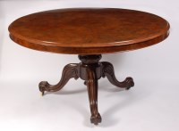 Lot 1633 - A Victorian figured walnut topped pedestal...