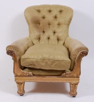 Lot 1651 - A George IV giltwood framed spoonback library...