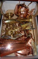 Lot 89 - A box of miscellaneous metal wares to include...
