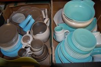Lot 79 - Two boxes of Poole pottery two-tone tablewares