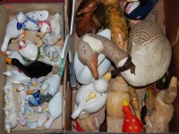 Lot 96 - Two boxes of assorted bird ornaments and...