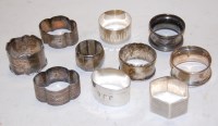 Lot 286 - Ten various Victorian and later silver napkin...