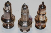 Lot 290 - A George V silver pedestal lighthouse sugar...