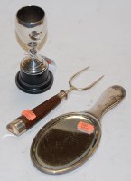 Lot 296 - A small George V silver trophy cup on plinth...