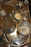 Lot 312 - A box of miscellaneous silver plated wares to...