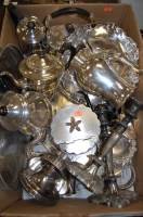 Lot 313 - A box of miscellaneous silver plated wares to...