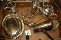 Lot 314 - A box of miscellaneous silver plated wares to...
