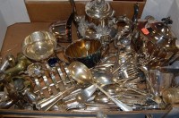 Lot 315 - A box of miscellaneous silver plated wares to...