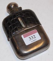 Lot 332 - A silver plated and glass pocket hip flask by...