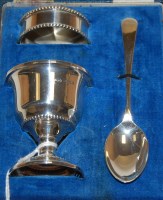 Lot 361 - A cased silver three piece Christening set,...