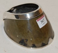 Lot 367 - A silver mounted horse-hoof desk ornament, the...