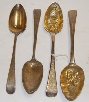 Lot 370 - A pair of George III silver tablespoons,...