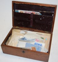 Lot 383 - A mahogany unfitted box and contents of...