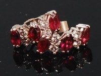Lot 1144 - A pair of white metal, ruby and diamond set...
