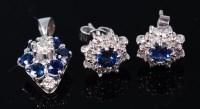 Lot 1150 - A pair of white metal, sapphire and diamond...