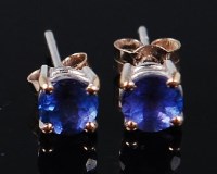 Lot 1154 - A pair of 18ct white gold and tanzanite ear...