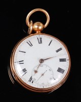 Lot 1209 - A ladies 18ct gold cased fob watch, having...