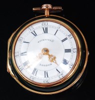 Lot 1210 - A George III yellow metal and enamel pocket...
