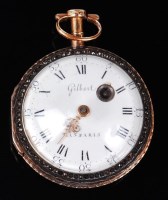 Lot 1211 - A French 19th century yellow metal and enamel...