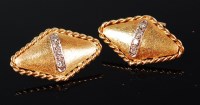 Lot 1213 - A pair of modern 18ct gold diamond set...