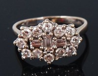 Lot 1230 - An Art Deco 18ct white gold diamond cluster...