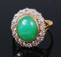 Lot 1231 - An 18ct gold chrysoprase and diamond set...
