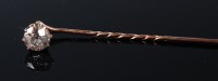 Lot 1241 - A gentlemans yellow metal diamond set tie-pin,...