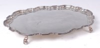Lot 1117 - A Georgian style silver salver, of oval form,...