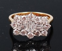 Lot 1250 - An Art Deco 18ct gold diamond cocktail ring,...