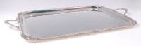 Lot 1118 - A Mappin & Webb silver twin handled tray, of...