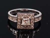 Lot 1277 - An Art Deco style 18ct white gold diamond ring,...