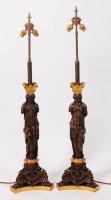 Lot 1338 - A large pair of French Empire style bronze and...